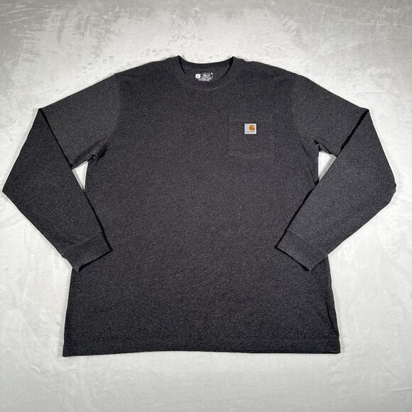 Carhartt Other - Carhartt T-Shirt Men Size LT Long Sleeve Loose Fit Crew Neck Pocket Cotton Blend